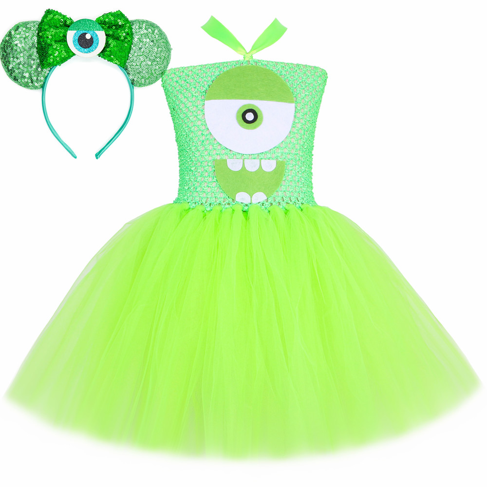 Mike Wazowski Monsters Costume - Toddler Girl Tulle Party Dress 评论和价格