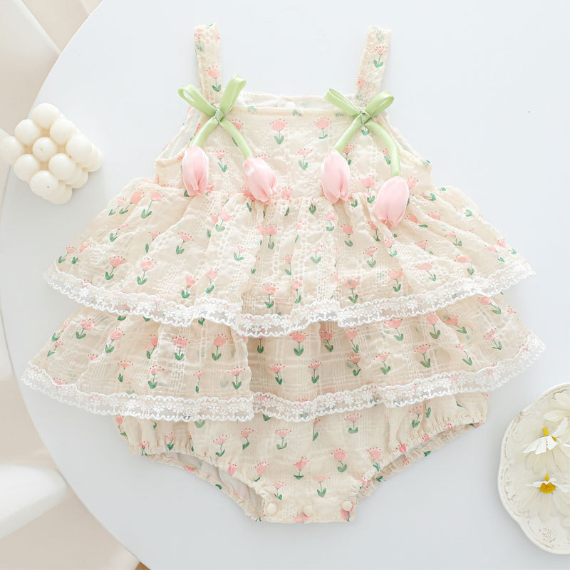 2026 Baby Girl Summer Princess - Newborn Baby Girl Romper Floral 评论和价格