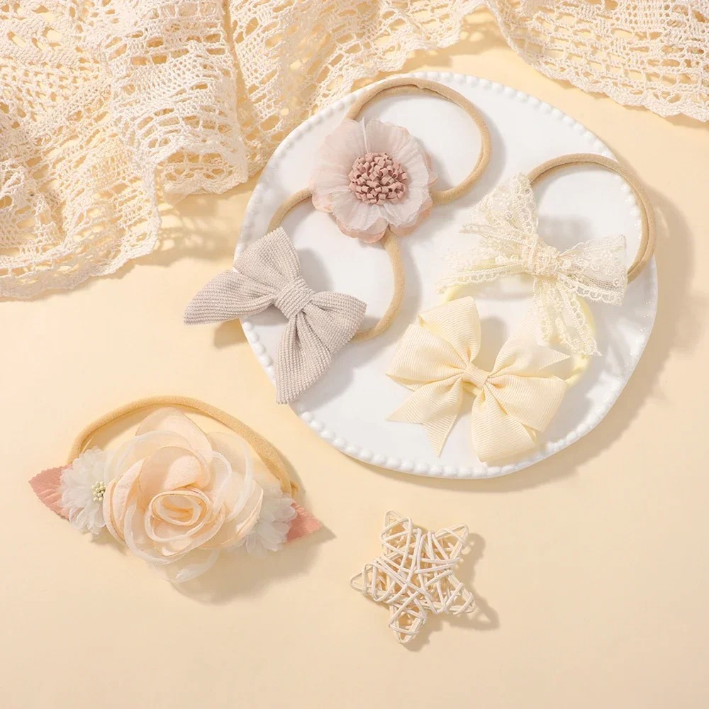 5Pcs Baby Flower Lace Bow Head - Baby Gear 评论和价格
