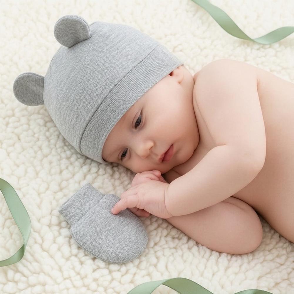 Anti Scratch Mittens for Newbo - Infant Beanie Hat With Ears 评论和价格